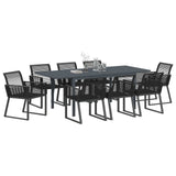 vidaXL Garden Dining Set 9 pcs Black poly rattan