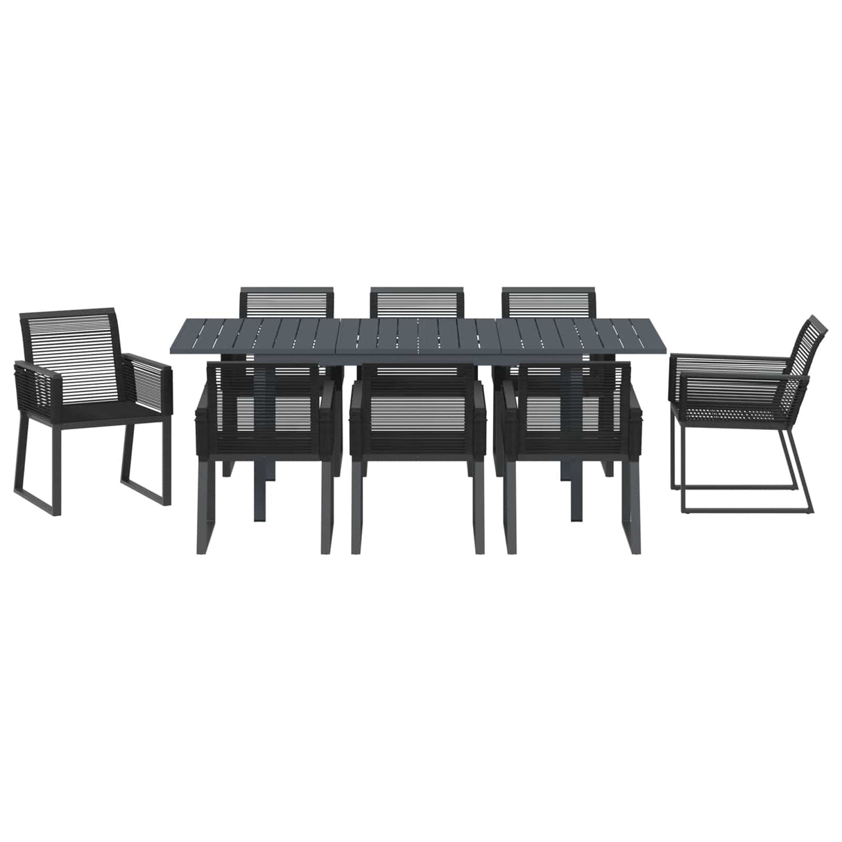 vidaXL Garden Dining Set 9 pcs Black poly rattan