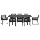 vidaXL Garden Dining Set 9 pcs Black poly rattan
