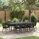 vidaXL Tuin Eettafel Set 9 pcs Zwart poly rattan
