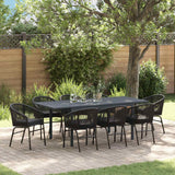 vidaXL Tuin Eettafel Set 9 pcs Zwart poly rattan
