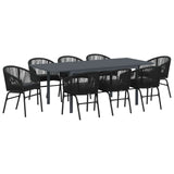 vidaXL Tuin Eettafel Set 9 pcs Zwart poly rattan