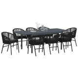 vidaXL Tuin Eettafel Set 9 pcs Zwart poly rattan