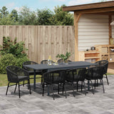 vidaXL Tuin Eettafel Set 9 pcs Zwart poly rattan