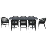 vidaXL Tuin Eettafel Set 9 pcs Zwart poly rattan
