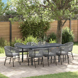 vidaXL Tuin Eettafel Set 9 pcs Zwart poly rattan