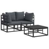 vidaXL Tuinbank Set 3 pcs Zwart Metaal