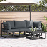 vidaXL Tuinbank Set 4 pcs Zwart Metaal