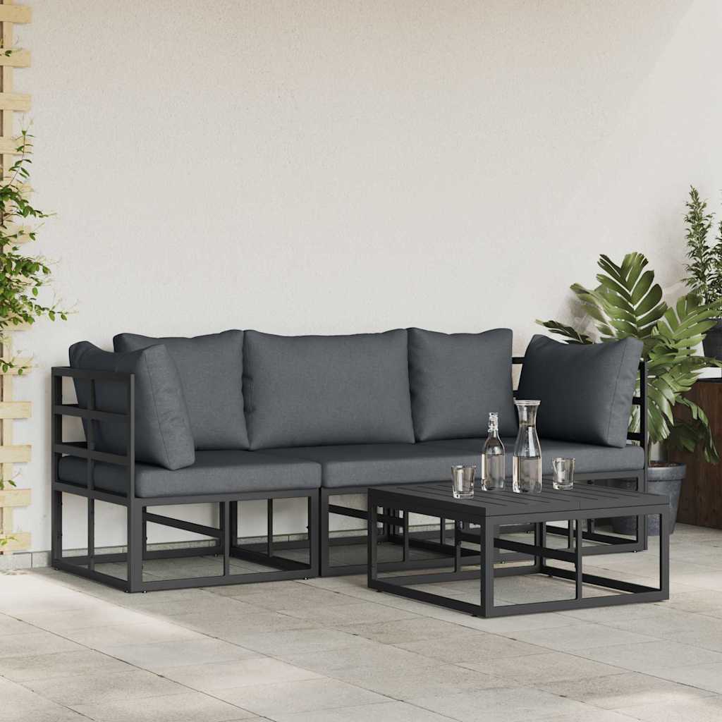 vidaXL Tuinbank Set 4 pcs Zwart Metaal