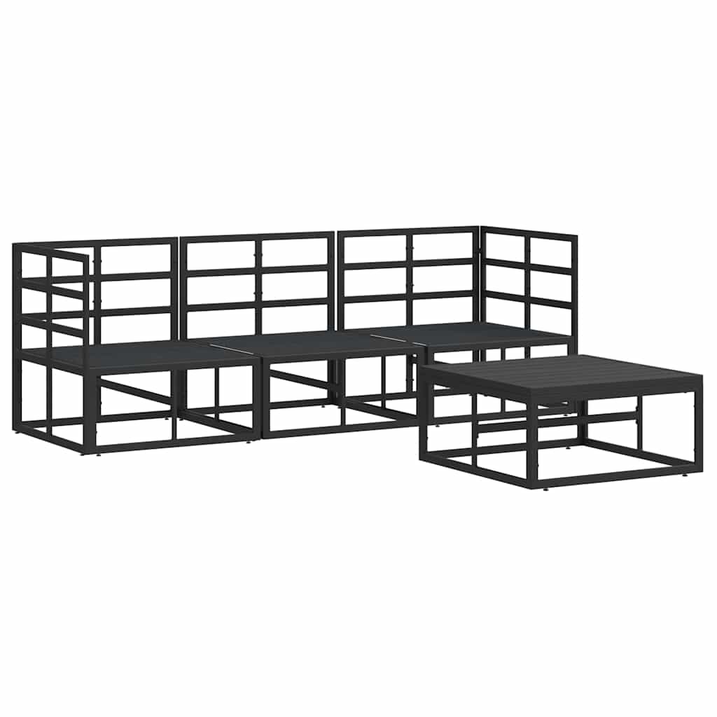 vidaXL Tuinbank Set 4 pcs Zwart Metaal