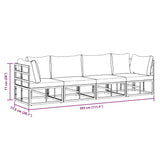 vidaXL Tuinbank Set 4 pcs Zwart Metaal