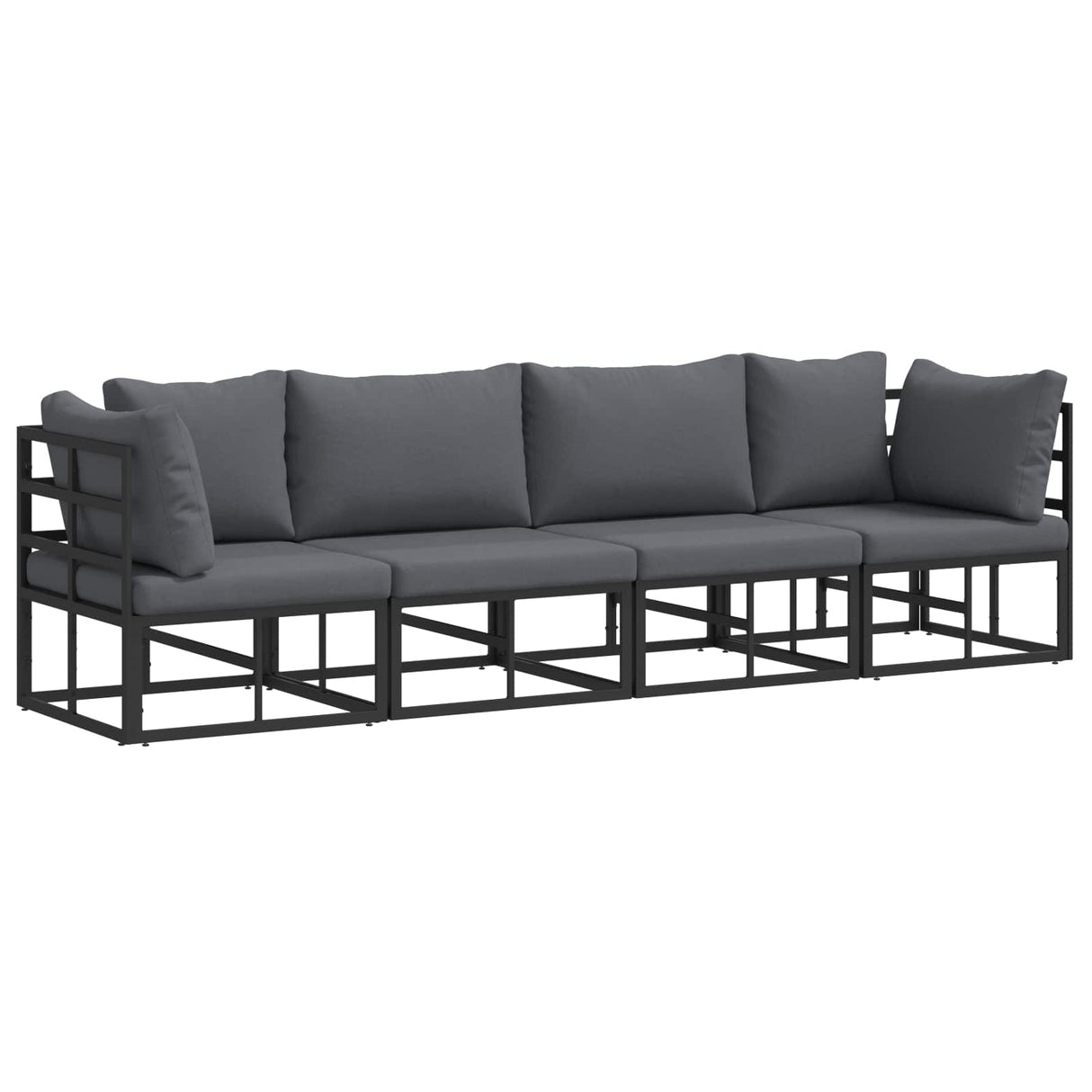 vidaXL Tuinbank Set 4 pcs Zwart Metaal