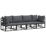 vidaXL Tuinbank Set 4 pcs Zwart Metaal