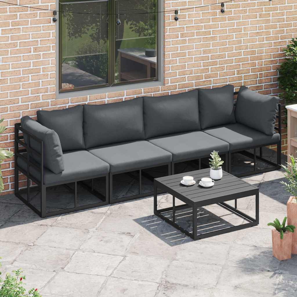 vidaXL Tuinbank Set 4 pcs Zwart Metaal