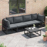vidaXL Tuinbank Set 4 pcs Zwart Metaal