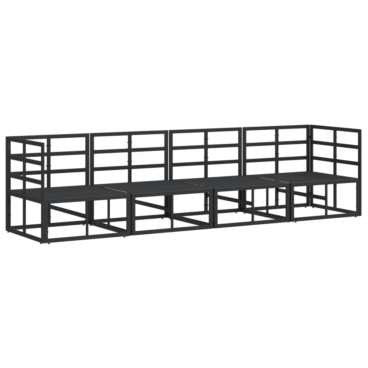 vidaXL Tuinbank Set 4 pcs Zwart Metaal