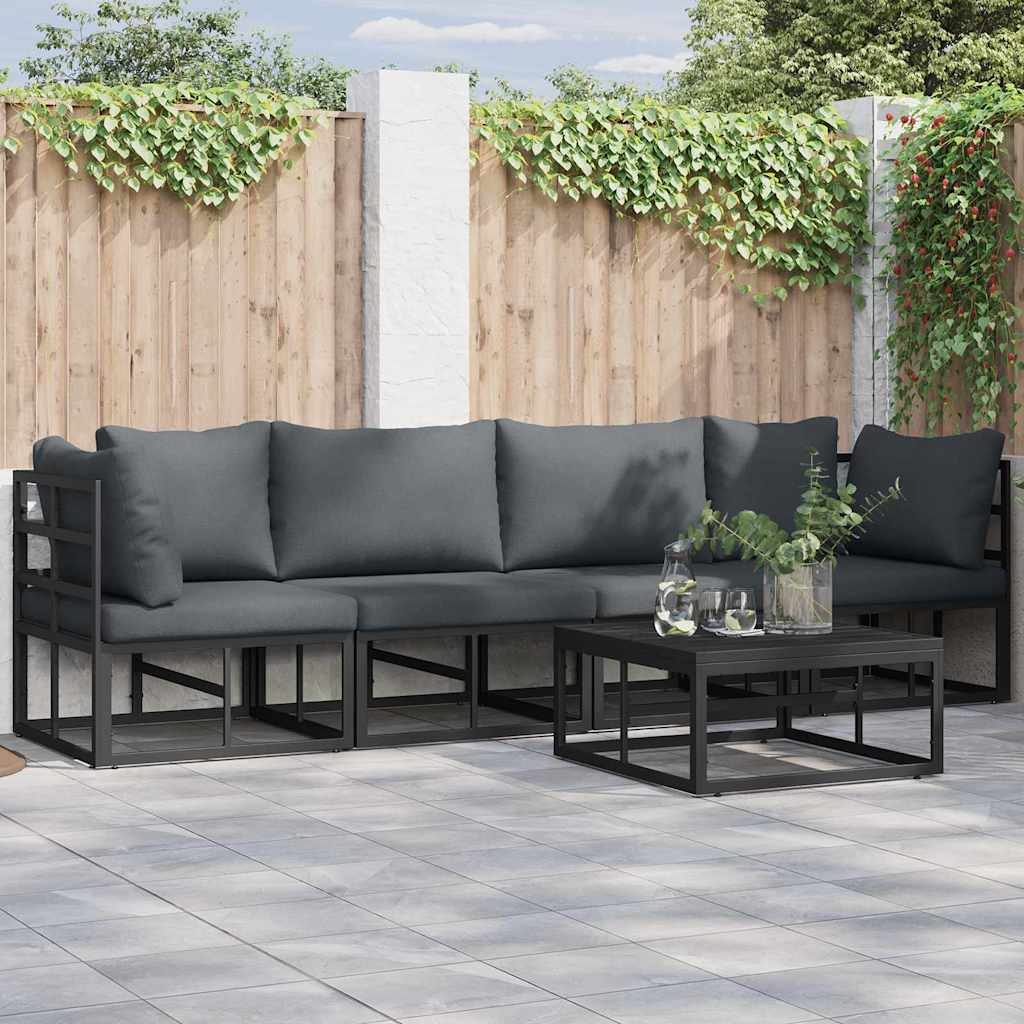 vidaXL Tuinbank Set 4 pcs Zwart Metaal