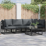 vidaXL Tuinbank Set 4 pcs Zwart Metaal