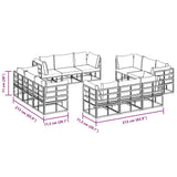 vidaXL Garden Bench Set 12 pcs Black Metal