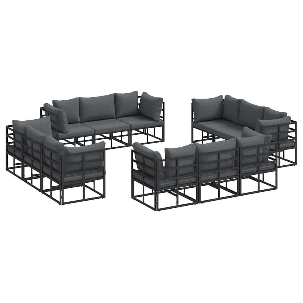 vidaXL Garden Bench Set 12 pcs Black Metal