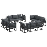 vidaXL Garden Bench Set 12 pcs Black Metal