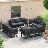 vidaXL Garden Bench Set 12 pcs Black Metal