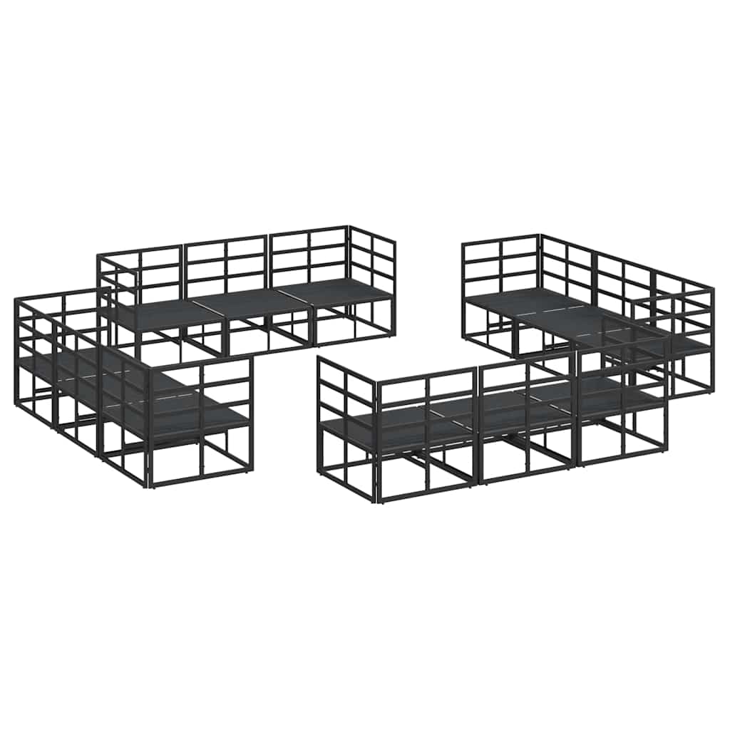 vidaXL Garden Bench Set 12 pcs Black Metal