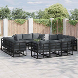 vidaXL Garden Bench Set 12 pcs Black Metal
