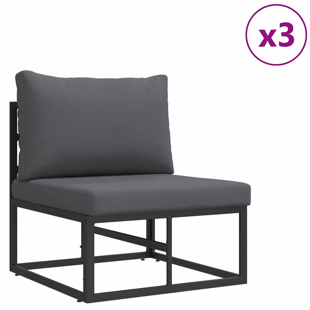 vidaXL Tuinbank Set met kussen 5 pcs Zwart Aluminium