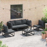 vidaXL Tuinbank Set met kussen 5 pcs Zwart Aluminium