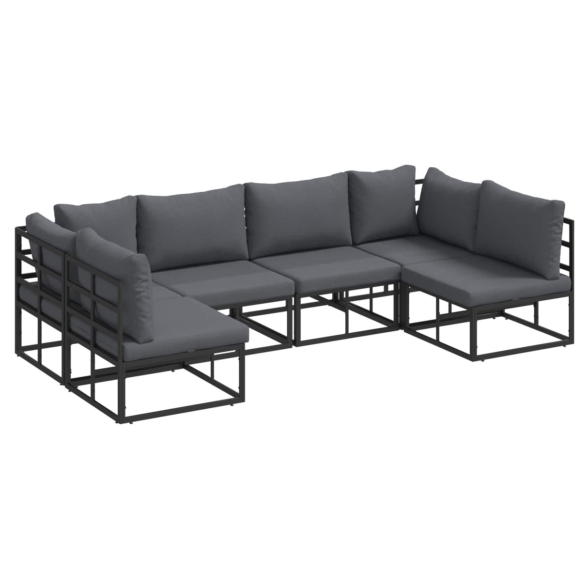 vidaXL Tuinbank Set met kussen 6 pcs Zwart Aluminium