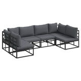 vidaXL Tuinbank Set met kussen 6 pcs Zwart Aluminium