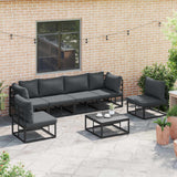 vidaXL Tuinbank Set met kussen 6 pcs Zwart Aluminium