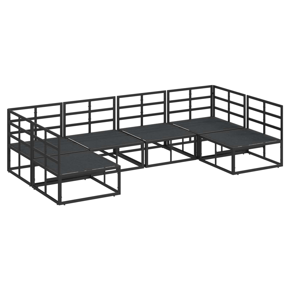 vidaXL Tuinbank Set met kussen 6 pcs Zwart Aluminium
