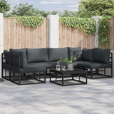vidaXL Tuinbank Set met kussen 6 pcs Zwart Aluminium