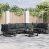 vidaXL Tuinbank Set met kussen 7 pcs Zwart Aluminium