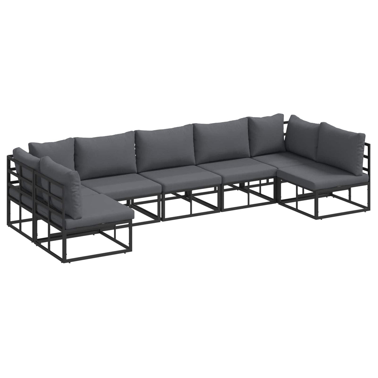 vidaXL Tuinbank Set met kussen 7 pcs Zwart Aluminium