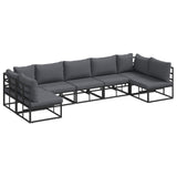 vidaXL Tuinbank Set met kussen 7 pcs Zwart Aluminium