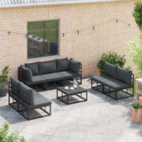 vidaXL Tuinbank Set met kussen 7 pcs Zwart Aluminium