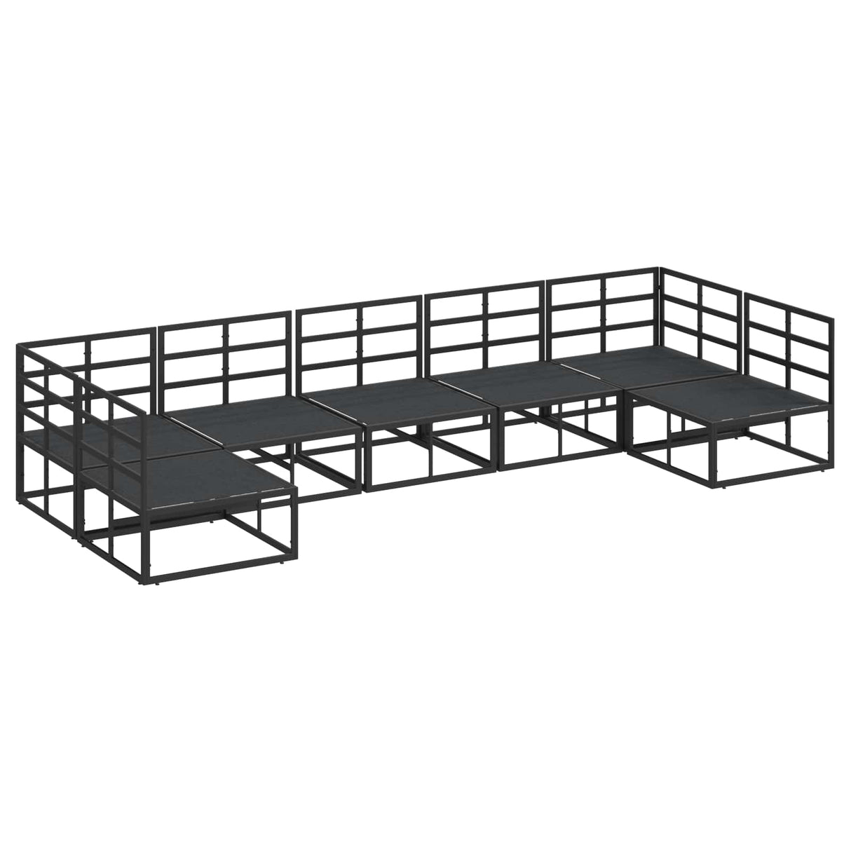 vidaXL Tuinbank Set met kussen 7 pcs Zwart Aluminium