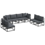 vidaXL Tuinbank Set met kussen 8 pcs Zwart Aluminium