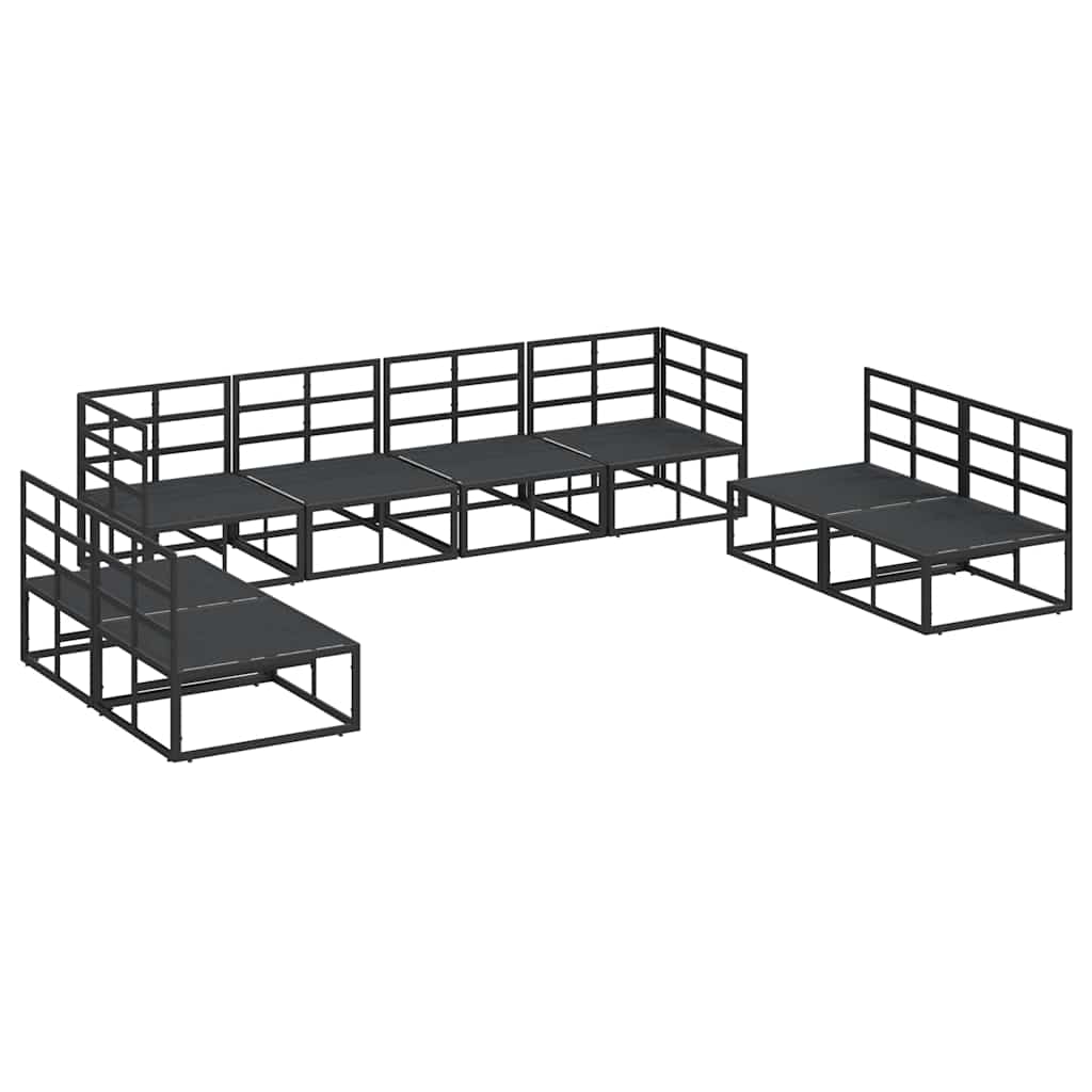 vidaXL Tuinbank Set met kussen 8 pcs Zwart Aluminium