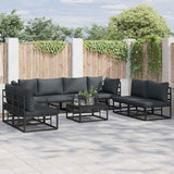 vidaXL Tuinbank Set met kussen 8 pcs Zwart Aluminium