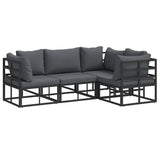 vidaXL Tuinbank Set met kussen 4 pcs Zwart Aluminium