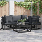 vidaXL Tuinbank Set met kussen 4 pcs Zwart Aluminium