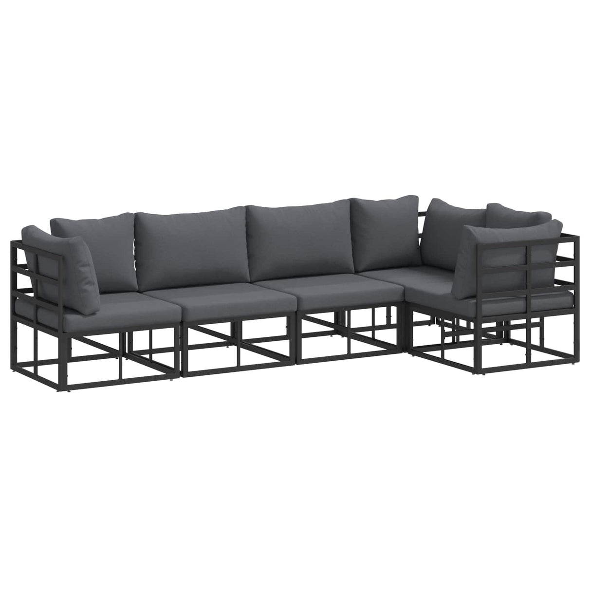 vidaXL Tuinbank Set met kussen 5 pcs Zwart Aluminium