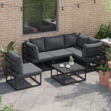 vidaXL Tuinbank Set met kussen 5 pcs Zwart Aluminium
