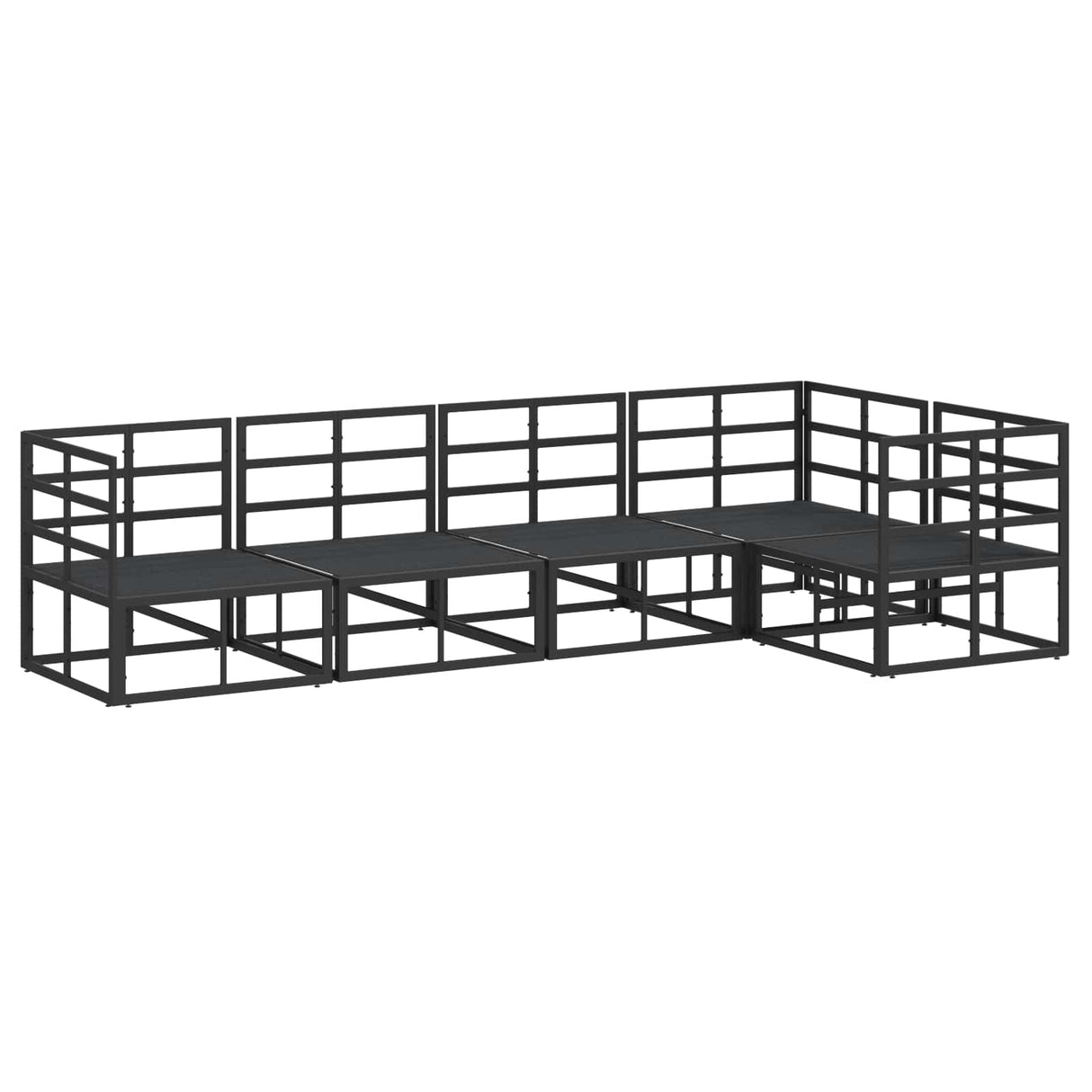 vidaXL Tuinbank Set met kussen 5 pcs Zwart Aluminium