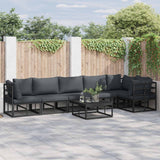 vidaXL Tuinbank Set met kussen 6 pcs Zwart Aluminium