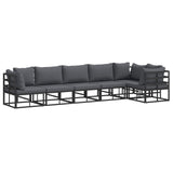 vidaXL Tuinbank Set met kussen 6 pcs Zwart Aluminium